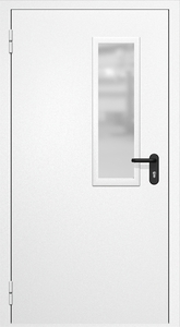 Однопольные противопожарные двери с прямоугольным стеклопакетом