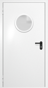 Однопольные противопожарные двери с круглым стеклопакетом