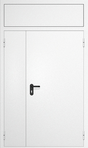 Двупольные глухие противопожарные двери ф фрамугой с порошковым напылением